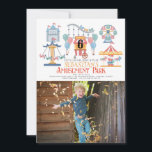 Convite Foto de aniversário do Amusement Park Kid<br><div class="desc">O convite de fotos de aniversário deste garoto bonito apresenta um fundo branco com um carrossel, Ferris Wheel, Roller Porta copos, Plano de Autocontrole, Castelo e Carnaval Cart. O verso apresenta um fundo branco com padrões de fêmur vermelhos. Personalize para suas necessidades. Você pode encontrar mais produtos correspondentes na minha...</div>