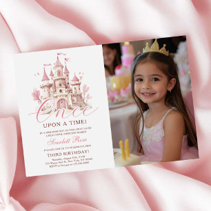 Convite Foto de Aniversário do Castelo da Princesa Era Uma