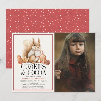 Convite Foto de aniversário do Cookies & Cocoa Squirrel Ki