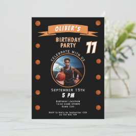 Convite Foto de Aniversário do Esportes de Basquete Modern