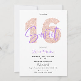 Convite Foto de aniversário do guião Sweet 16