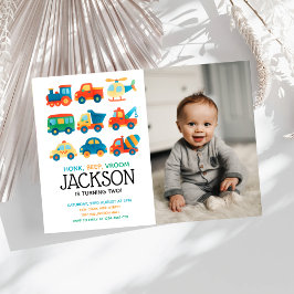 Convite Foto de Aniversário do Modern Transport Boys