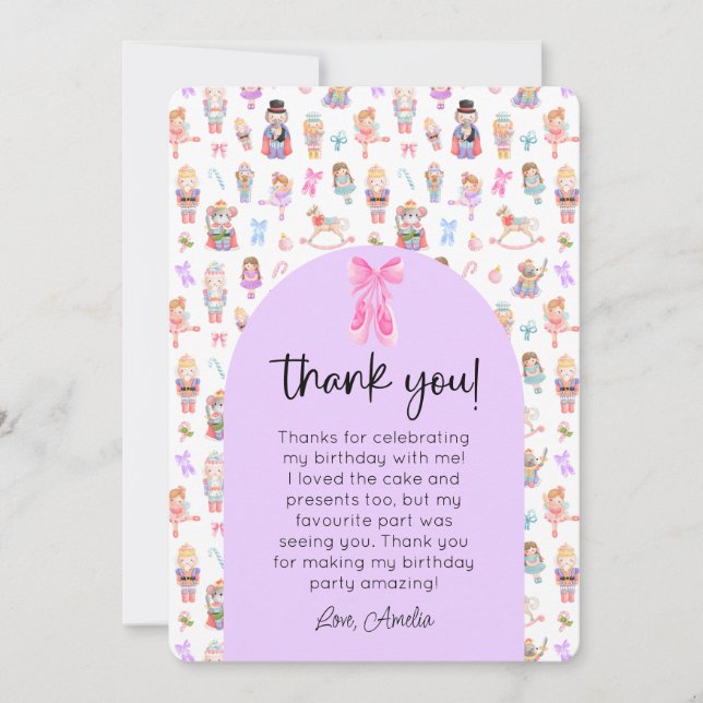 Convite Foto de Aniversário do Nutcracker Obrigado (Frente)