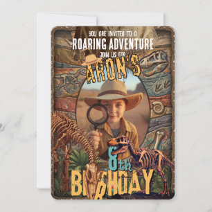 Convite Foto de aniversário do paleontólogo Dino Excavatio