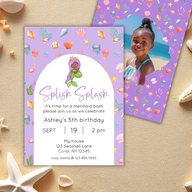 Convite Foto de Aniversário do Partido da Piscina Sereia (Criador carregado)