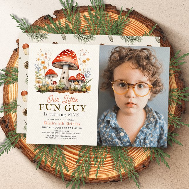 Convite Foto de Aniversário do Rapaz do Cogumelo de Cara D (Criador carregado)