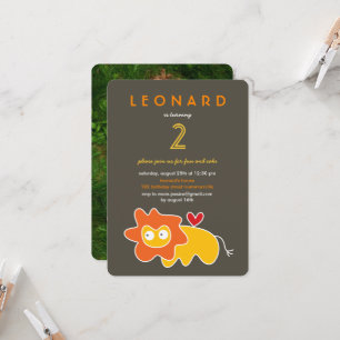 Convite Foto de Aniversário do Rapto Lion Kids