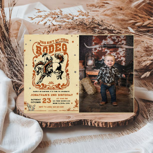 Convite Foto de aniversário do segundo Retro Rodeo Western