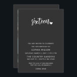 Convite Foto de aniversário do Simple Minimalist Sweet 16<br><div class="desc">Simples Script Minimalista Sweet 16 Aniversário Foto Convite</div>