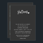 Convite Foto de aniversário do Simple Minimalist Sweet 16<br><div class="desc">Simples Script Minimalista Sweet 16 Aniversário Foto Convite</div>