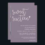 Convite Foto de Aniversário do Sweet 16 Purple Simple Scri<br><div class="desc">Simples Letras Simples,  Letras 16 Foto de Aniversário Doce</div>