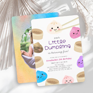 Convite Foto de Aniversário Kawaii de Pequeno Dumpling Col