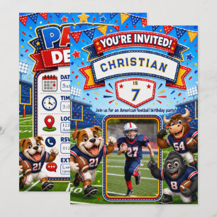 Convite Foto de aniversário personalizada de futebol ameri