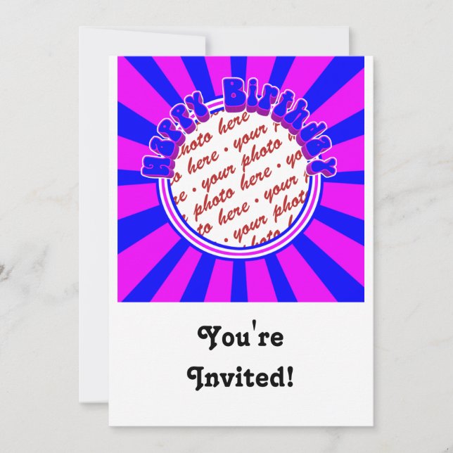 Convite Foto de aniversário retrô do Groovy de 1970 (Frente)