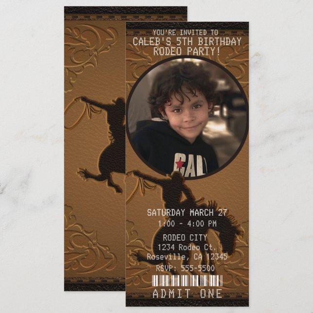 Convite Foto de aniversário Western Wild West Cowboy de co (Frente/Verso)