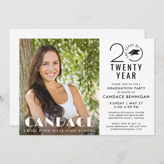 Convite Foto de ano de classe de Na moda de graduação mode (Frente/Verso)