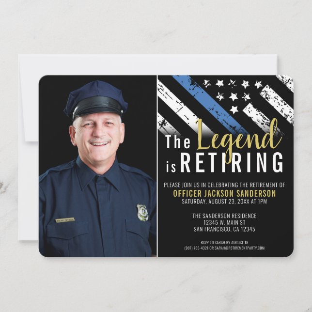 Convite Foto de aposentadoria do policial polícia (Frente)