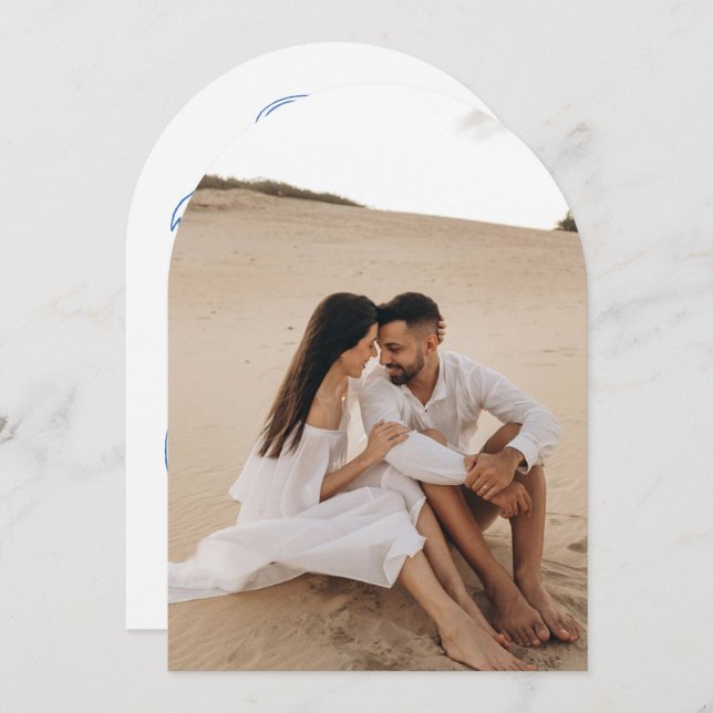 Convite Foto de Arco Desenhado em Mão Moderna Sublay Casam (Frente/Verso)