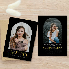 Convite Foto de Arco Moderno Preto e Festa de formatura Do