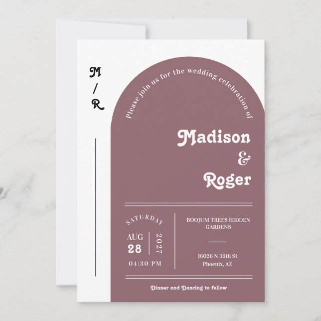 Convite Foto de Arco Retroativo Dusty RPTO Código QR RSVP  (Frente)