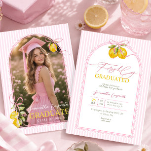 Convite Foto de arco rosa limão recém-formado na formatura