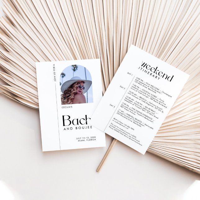 Convite Foto de Bachelorette mínima moderna "Bach & Boujee (Criador carregado)