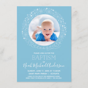 Convite Foto De Batismo Convidada, Abençoada Coleção Re