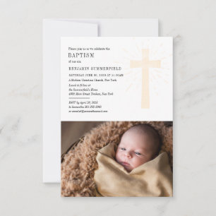 Convite Foto de Bebê Batismo Evento Religioso Elegante Igr