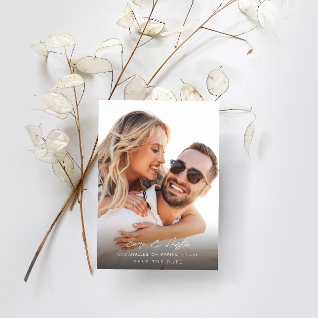 Convite Foto de caligrafia MOD Vertical Salvar Data (Criador carregado)