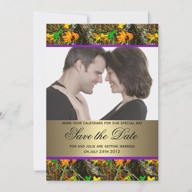 Convite Foto de Camo Save the Date (Frente)