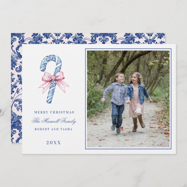 Convite Foto de caneta doce rosa e azul do avô do milênio (Frente/Verso)