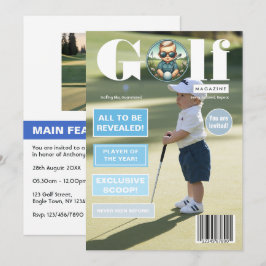 Convite Foto de Capa de Revista de Golfe para Aniversário 