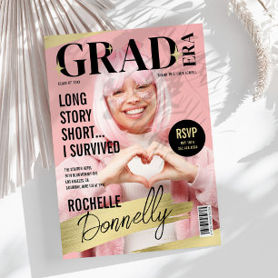 Convite Foto de capa de revista fofa para festa de formatu