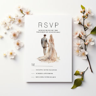 Convite Foto de casal floral de cinza de marfim Chic RSVP