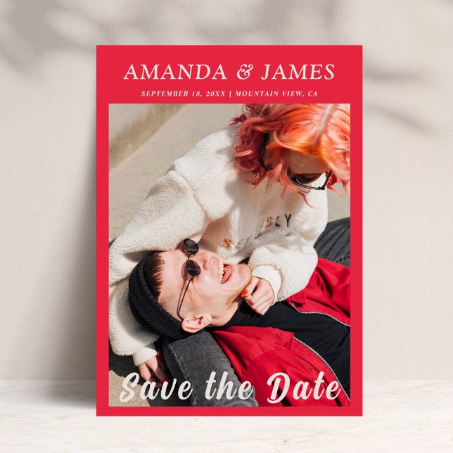 Convite Foto de Casal Rosa Quente Exclusiva da Tendência S (Criador carregado)