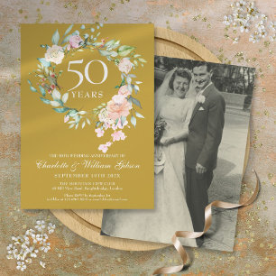 Convite Foto de Casamento 50º Aniversário de Bodas de Ouro
