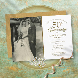 Convite Foto de Casamento Aniversário de 50 anos Confete e