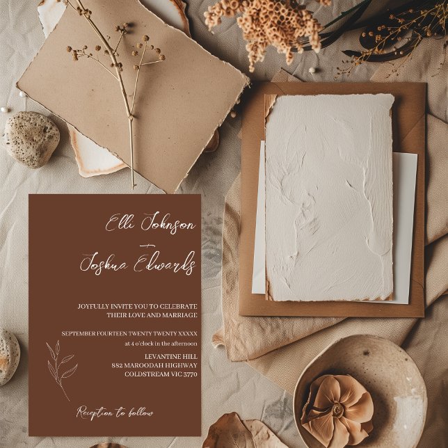 Convite Foto de Casamento Boêmio Terracota (Criador carregado)