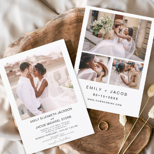 Convite Foto de Casamento Branco Minimalista Moderno 4