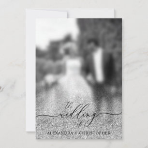 Convite Foto de casamento cintilante Glitter Silver
