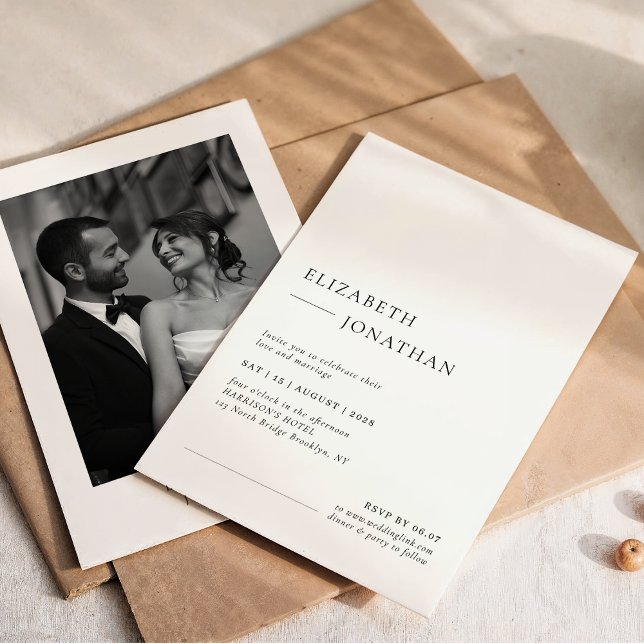 Convite Foto de Casamento Clássico Minimalista (Criador carregado)