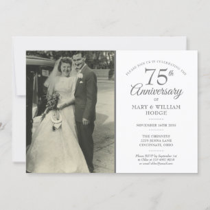 Convite Foto de casamento com Confetes de Coração do 75º A