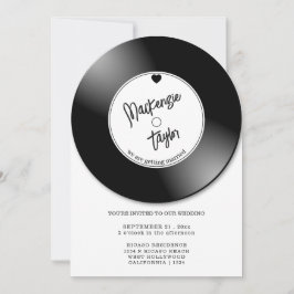 Convite Foto de Casamento com Disco de Vinil Retrô