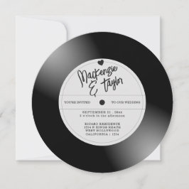 Convite Foto de Casamento com Disco de Vinil Retrô