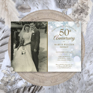 Convite Foto de casamento com flocos de neve no inverno do