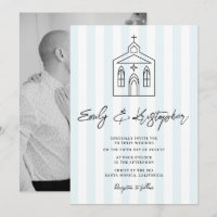 Foto de casamento com listras indo para a capela