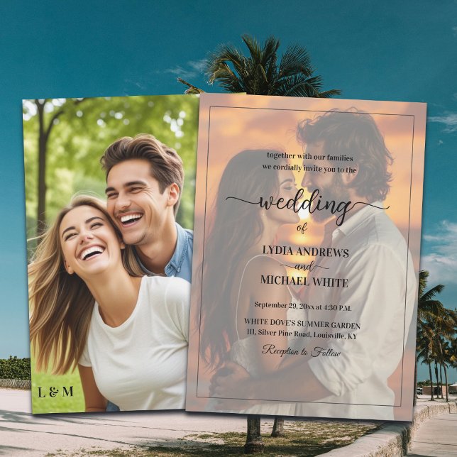 Convite Foto de casamento com sobreposição de texto simple (Criador carregado)