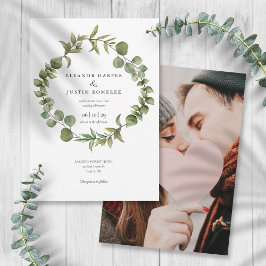 Convite Foto de casamento com vegetação de eucalipto