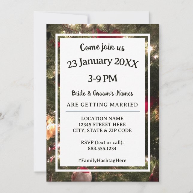 Convite Foto de Casamento da Família das Luzes Brilhantes  (Verso)