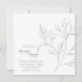 Convite Foto De Casamento Da Tipografia Floral Simples Ele